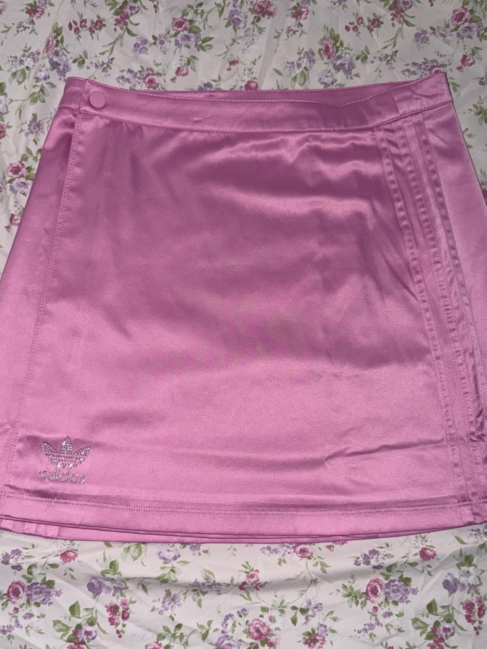 adidas Satin Mini Skirt in Light Pink with Trefoil